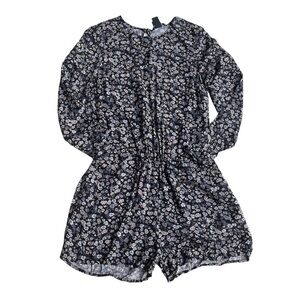 H&M Black Floral Long Sleeves Romper US 6